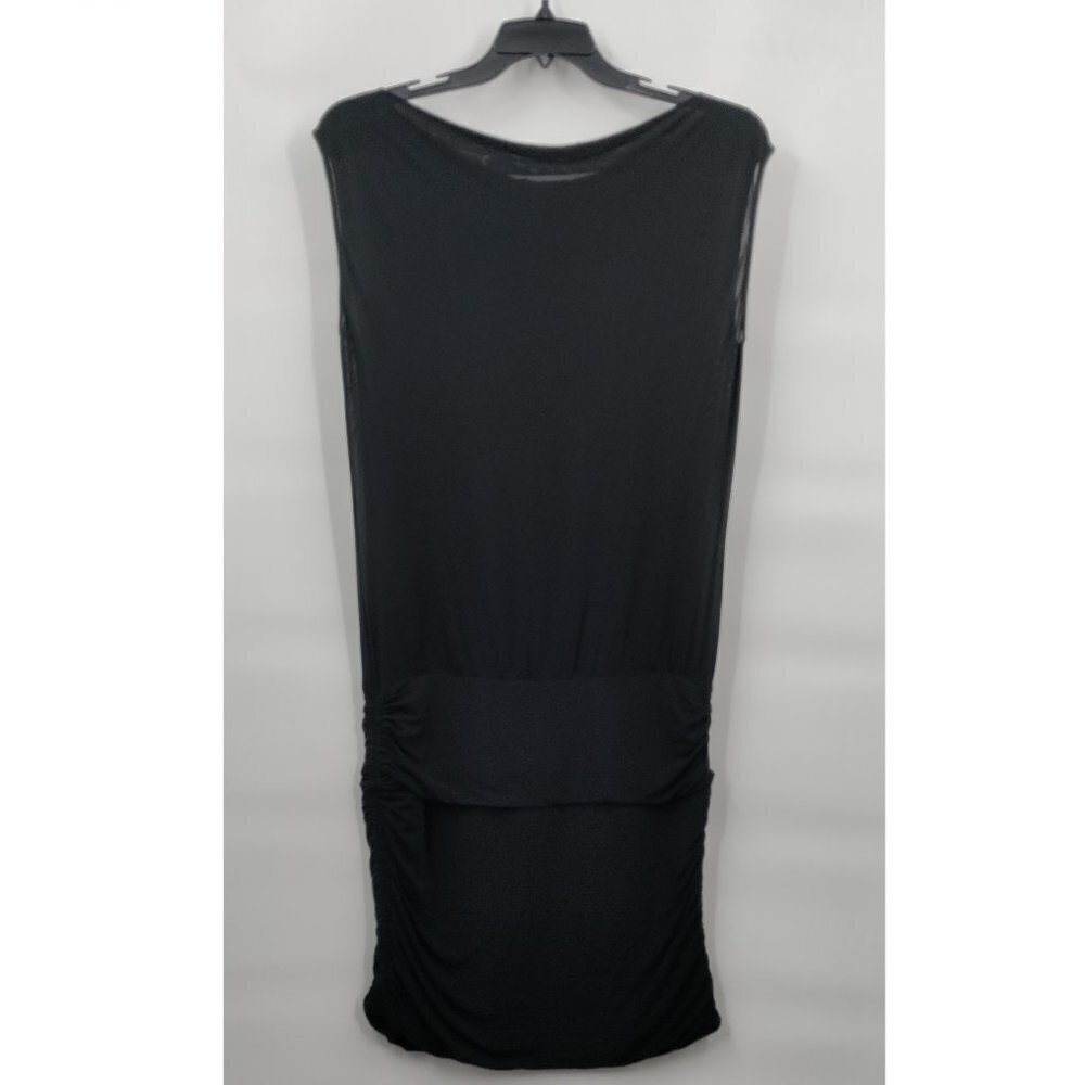 BCBGMAXAZRIA Boot Neck Sleeveless Ruched Bodycon Mini Dress Medium Women Black